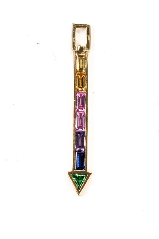 Robinson Pelham Womens 14kt Yellow Gold Multicolor Sapphire Arrow Earring Charm