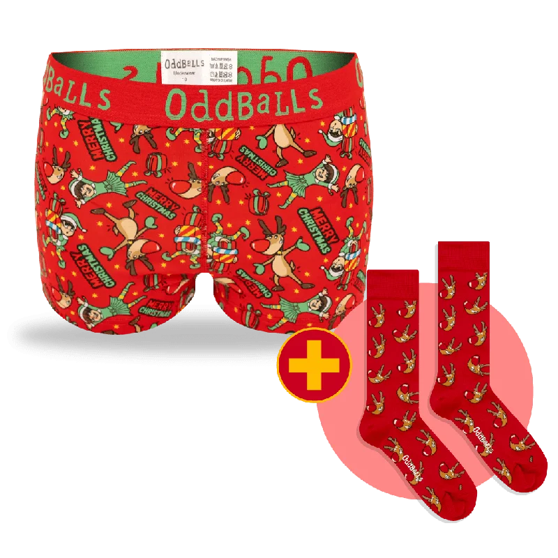 Rudolph Bundle - Ladies Boxer Shorts + Socks Bundle