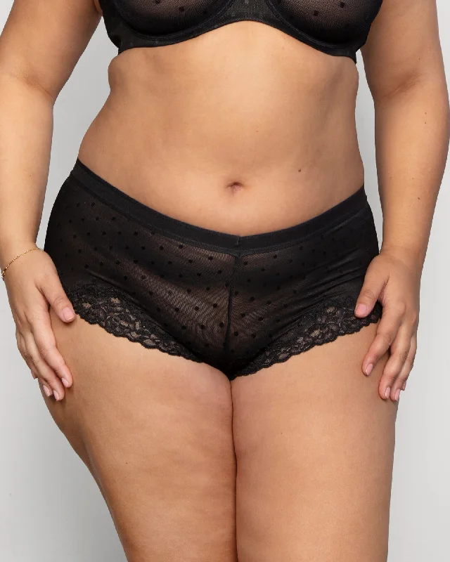 Sheer Whisper Cheeky Boyshort Panty - Black Hue