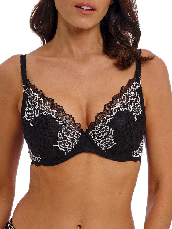 Lace Perfection Plunge Push Up Bra - Black/Ivory